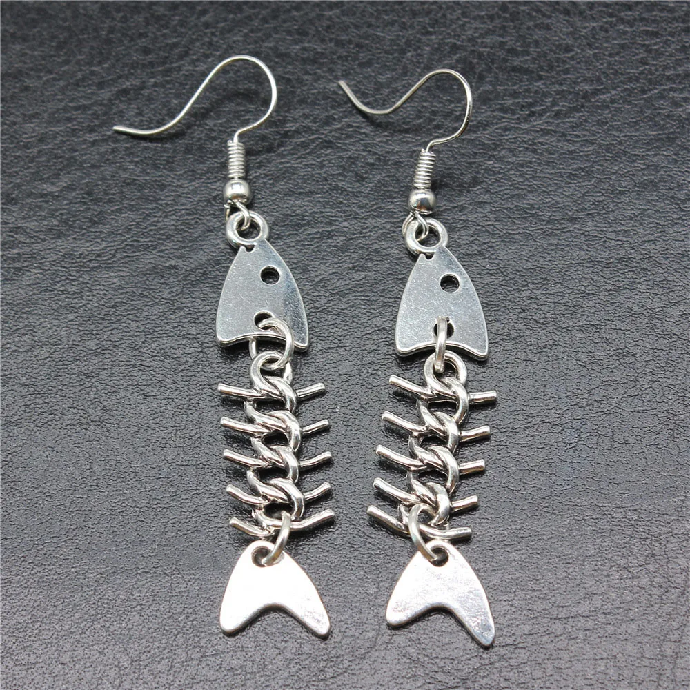 European And American Vintage Style Fish Bone Earrings Punk Hip-hop Fish Bone Spines Carp Bone Earrings For Women Ear Hook