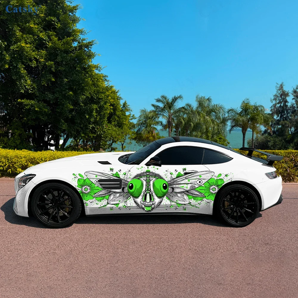 

Green Insect Flower Splash Car Side Sticker Decor,PVC Waterproof Scratch Resistant Decal,Car Protection,Auto Accessories Gift