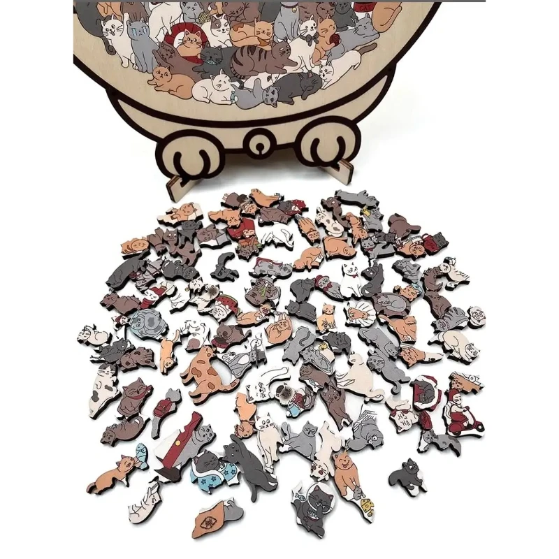 135-piece Morandi-colored Cat-shaped Puzzle with Cat Silhouette Frame Macaron Color Cut Cat Pieces Cat Puzzle Ornaments