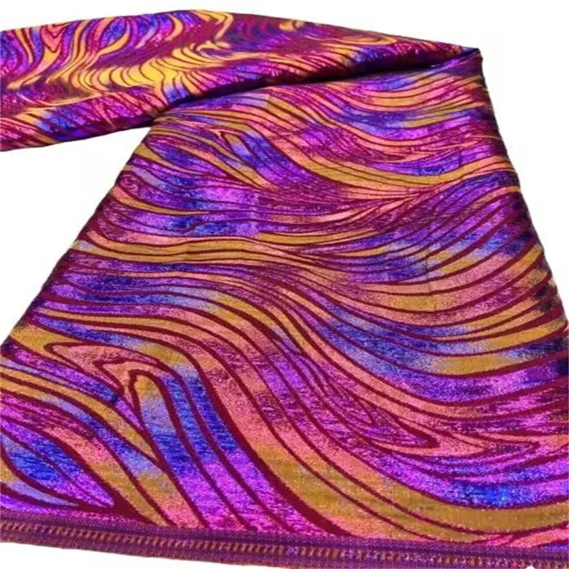 Tessuto di pizzo Jacquard africano multicolore tessuto di pizzo broccato nigeriano di alta qualità 2022 tessuto di Tulle francese per cucire abiti da festa