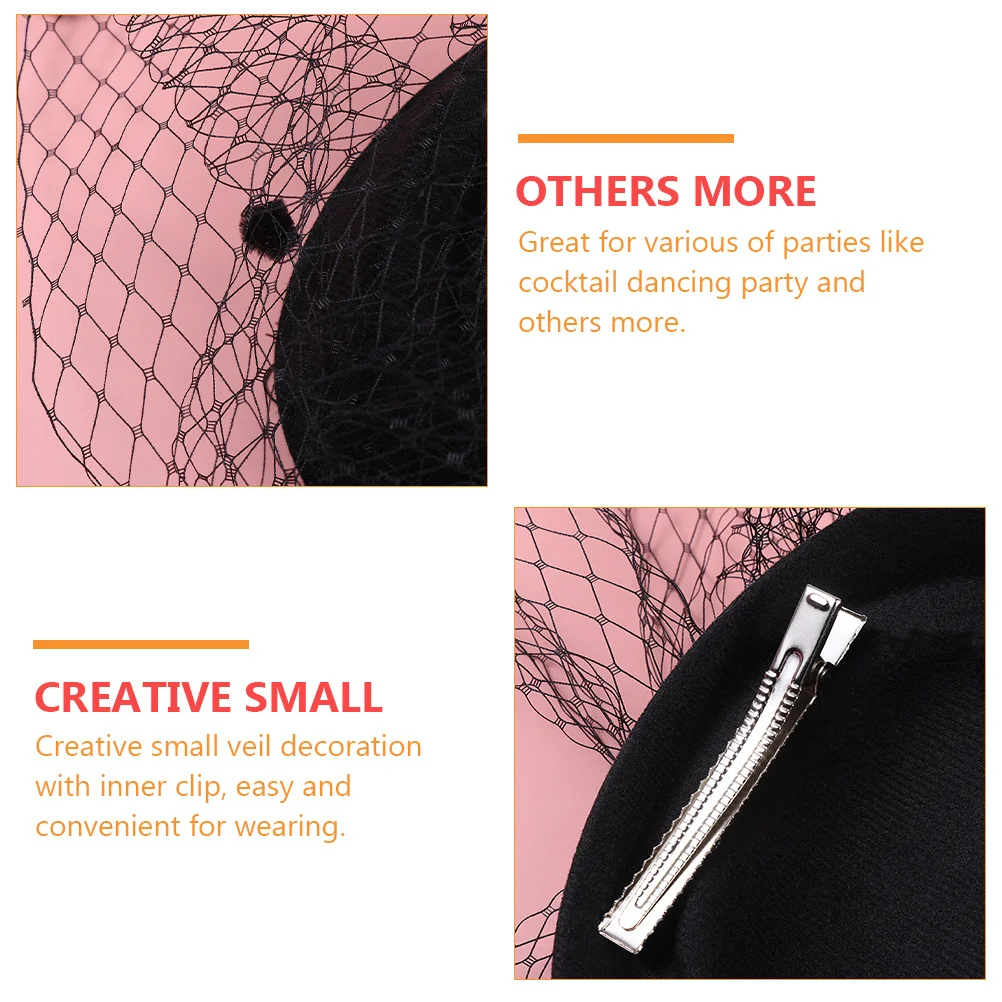 

2pcs Small Toppers For Women Lightweight Woolen Gauze Hair Accessory Party Headwear Veil Hat Hat With Veil