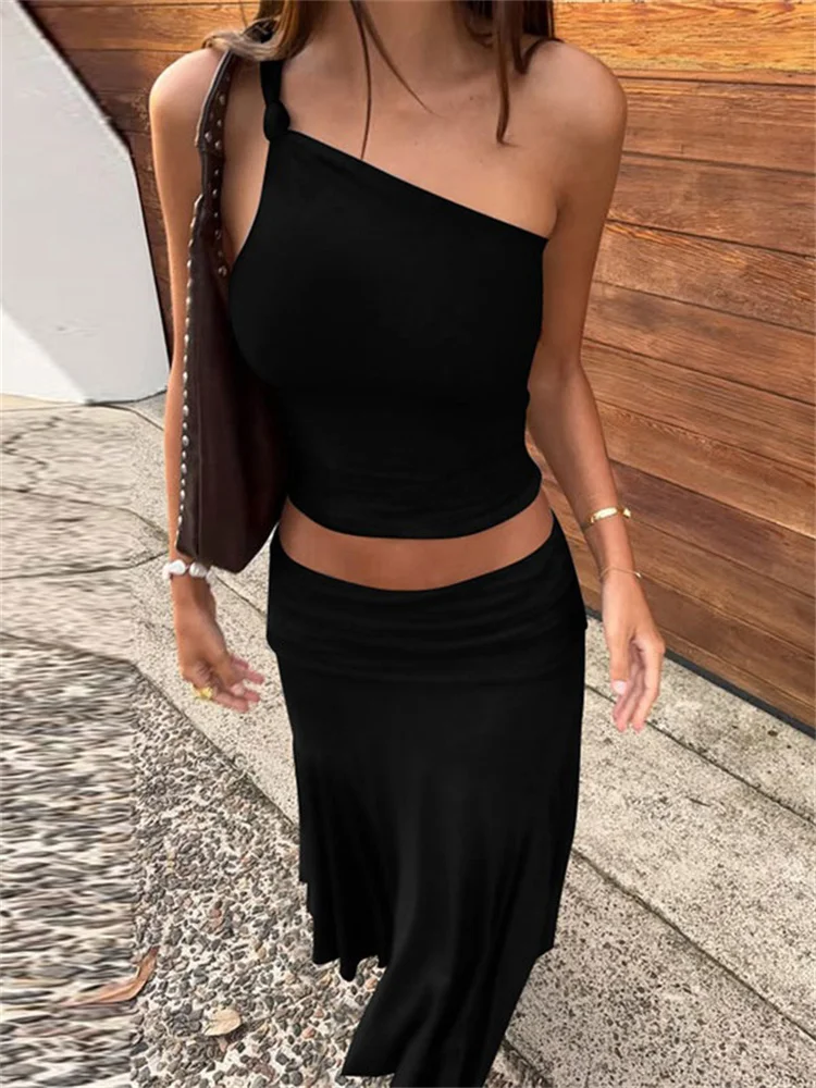 Tossy Fashion Pleated 2 Piece-Set Long Skirt For Women Off-Shoulder Cropped Pullover Top And Slim Long Skirt Sets Female Outfits - Image 6