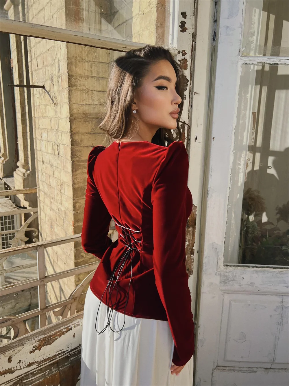 حورية البحر كم طويل مخصص فستان حفلة امرأة س الرقبة مطوي طول الأرض فستان حفلات أنيق فستان سهرة جديد 2025 #3