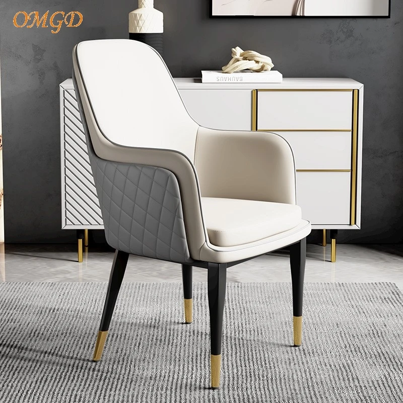 OMGD Italian Light Luxury Dining Chair Modern Simple Household Reclining Chair Sub Senior Hotel Reception Negotiation Chair