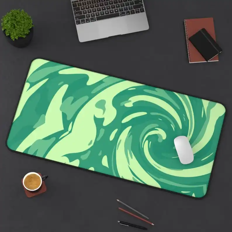 

Mint Green Swirl Pattern Deskmat,cute Kawaii Desktop Decoration,artistic Style Mousepad,anime Desk Mat, Perfect Gift for Friends
