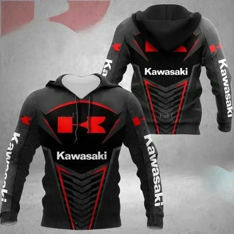

2025 Kawasaki loose hooded sweatshirt suitable for extreme sports motorcycle uniforms men's high-quality street style hooded swe