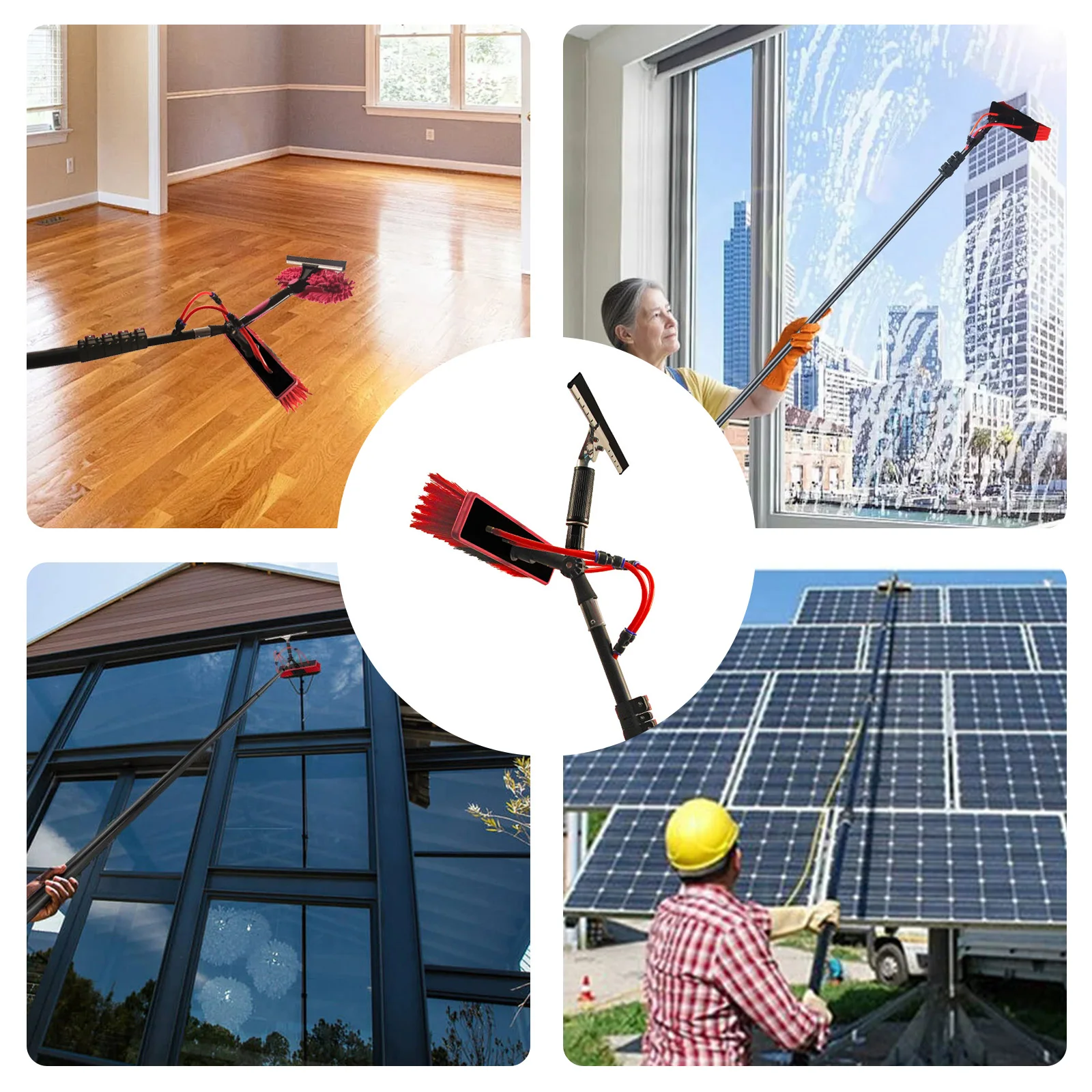 

11pcs Solar Panel Cleaning Brush and Squeegee Stainless Steel Solar Panel Roof Glass Cleaner Tool Easy To Use