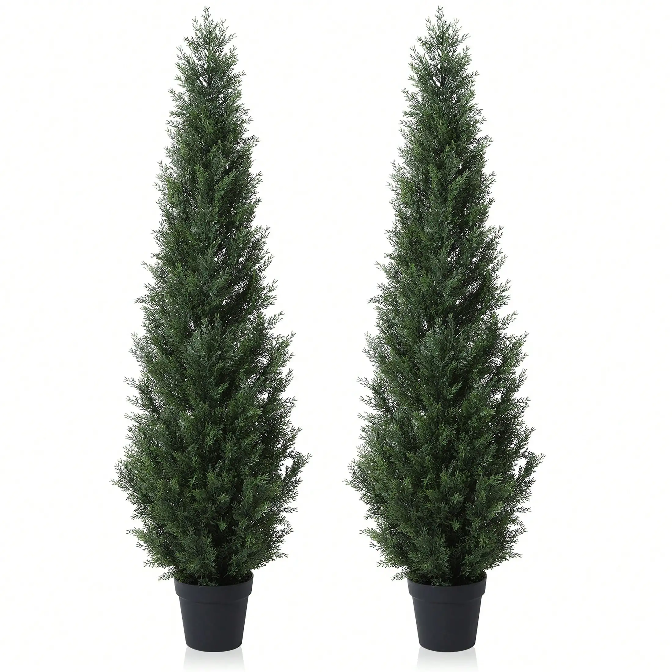 Artificial Cedar Topiary Tree UV Rated Pre-Potted Faux Cypress for Indoor Outdoor Home Decor