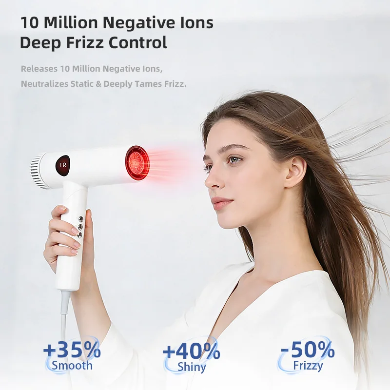 Coofull New Electric High-Speed Brushless Foldable 3-Speed 4 Heat Settings Far Infrared Physiotherapy Hair Dryer 2400W Ionic