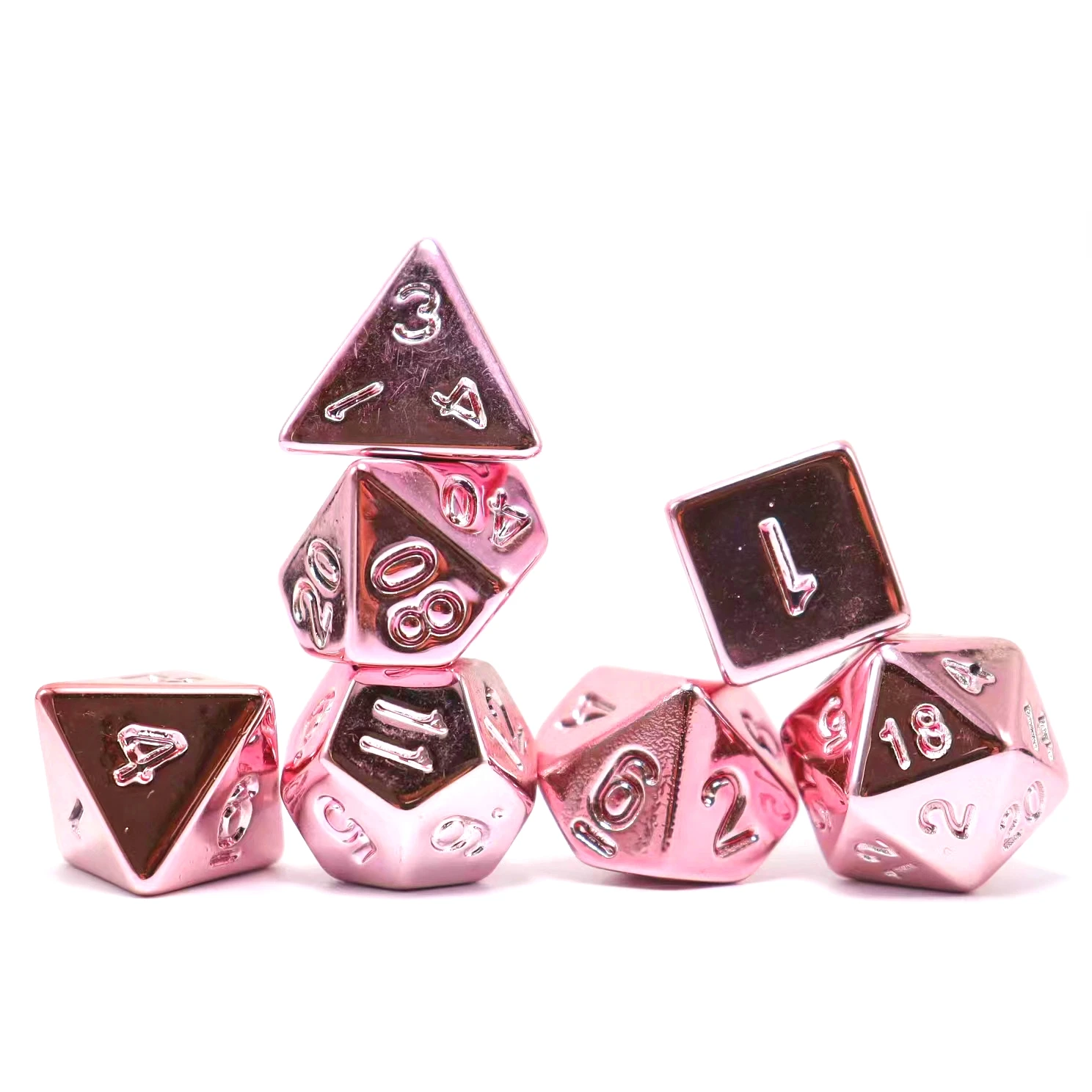 7 Piece Plated Pink For DND Dice Set Polyhedral Tabletop Game Dice Role-Playing RPG Dice