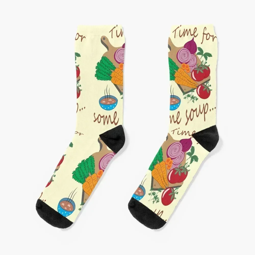 

Time for some soup ! Socks cotton anti-slip designer brand Run Men's Socks Women's