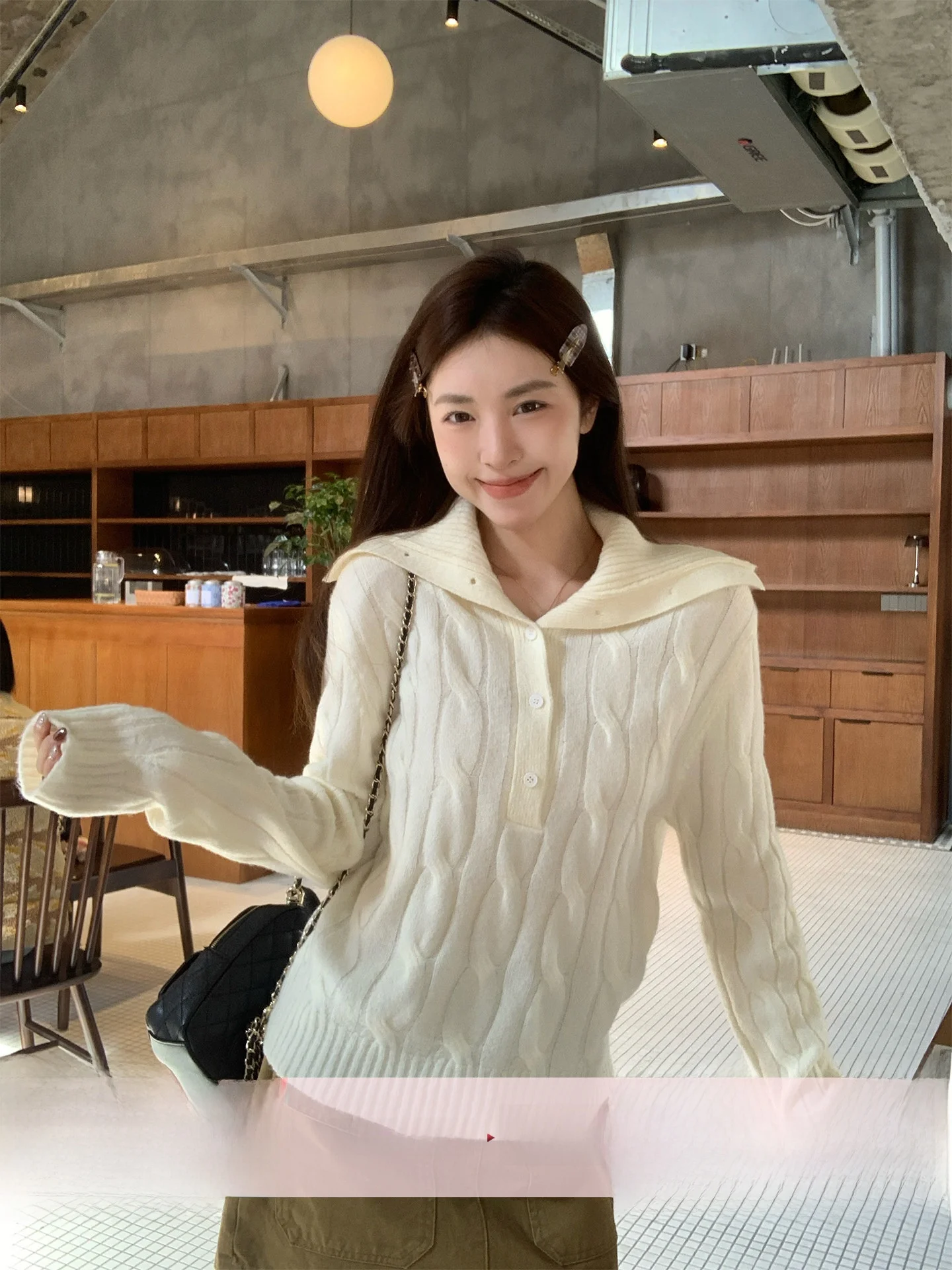 Suéter de punto coreano de cuello alto para mujer, prenda exterior e interior, top hermoso, Morning Bloom, suave, manga larga, casual