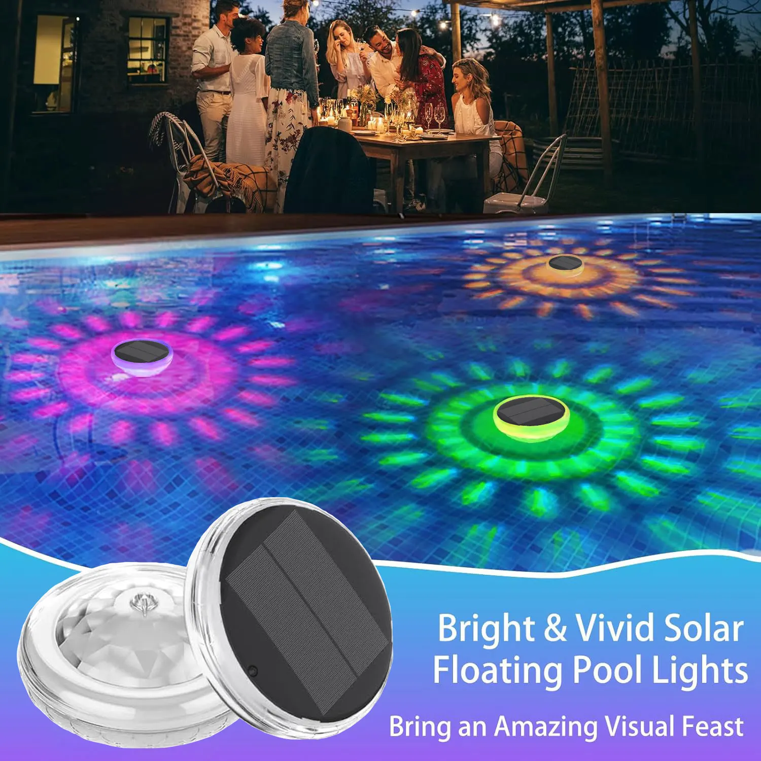 Solar Floating Light ,Pool Lights That Float with Remote Control, Modes 9 Lighting Timing Mode IP67 Waterproof for Pool Party