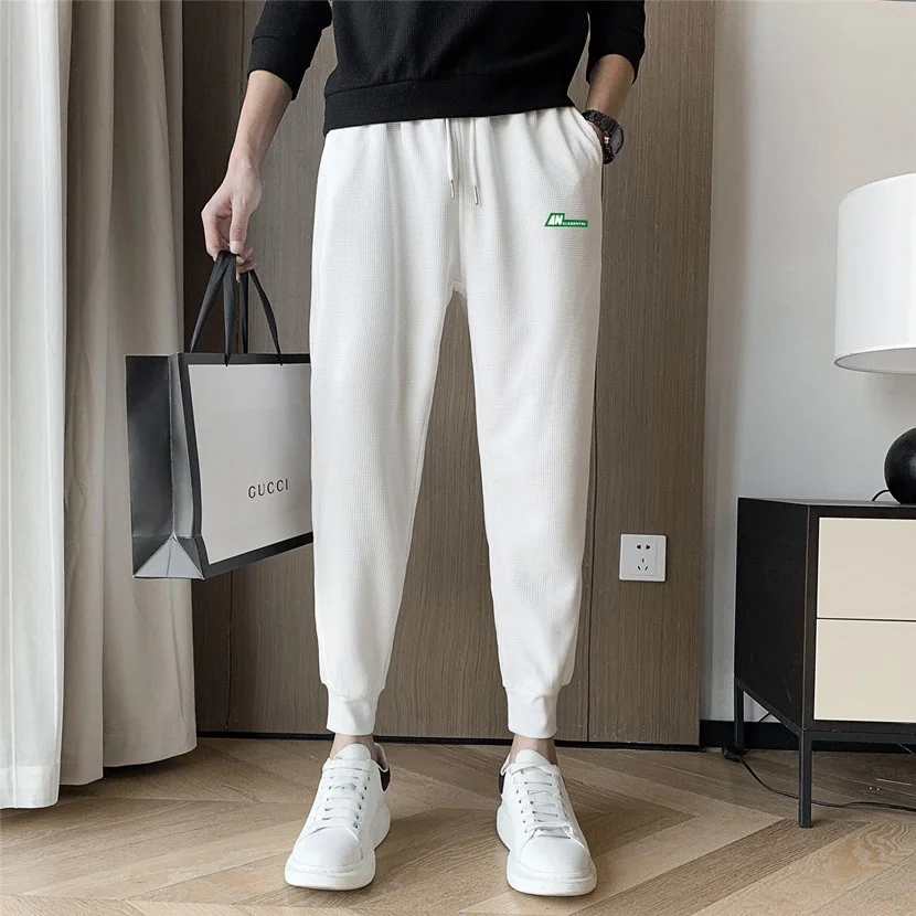 Men's Casual Sports Pants Spring Summer Nine Points Trendy Brand Harlan Loose Fit Sweatpants Korean Style Elastic Waist