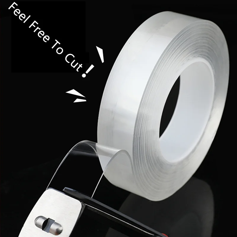 2cmX3m Double-sided adhesive tape Transparent Seamless tape Washable kitchen bathroom clear tape