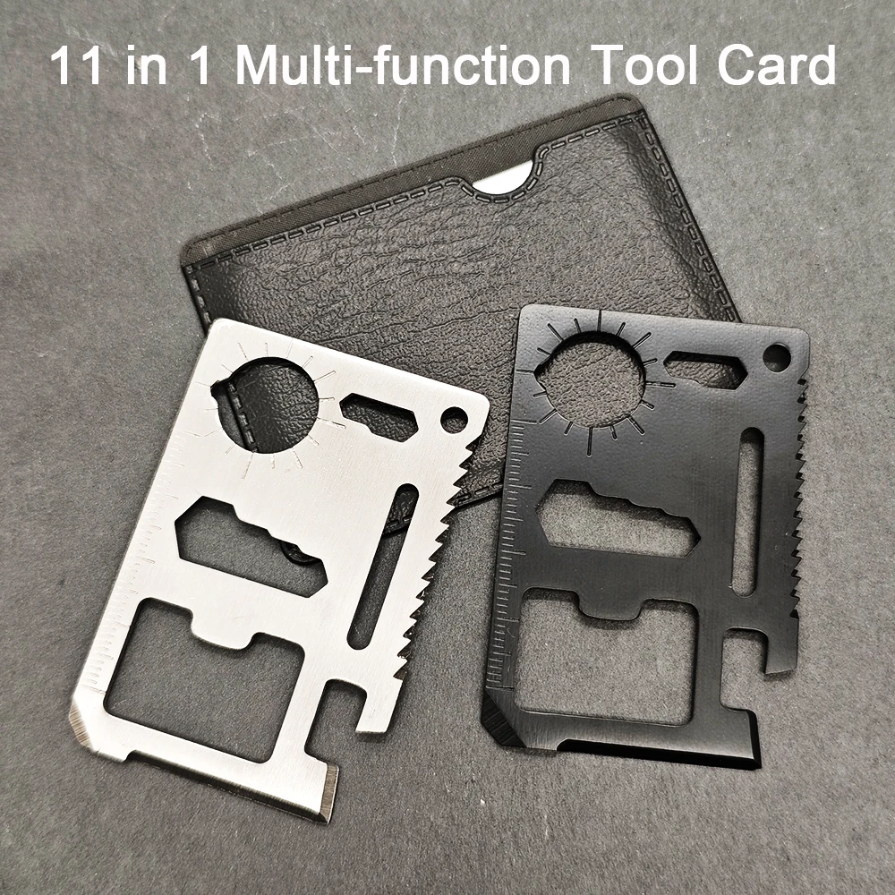 Stainless Steel EDC Pocket Tool 11 in 1 Credit Card Portable Multi Function Survival Tool For Outdoor Camping Hunting Traveling
