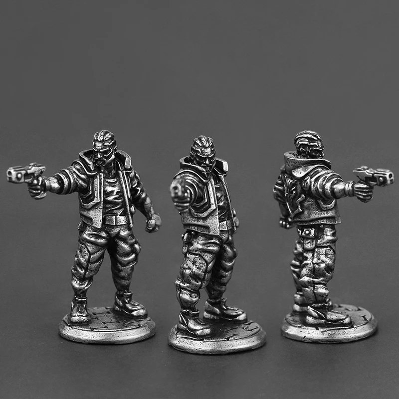 Cupronickel الجندي عمل أرقام نموذج مستقبلية التكنولوجيا Cyberpunk لعب الأولاد سطح المكتب مجلس لعبة قطع زخرفة صغيرة الملحقات #3