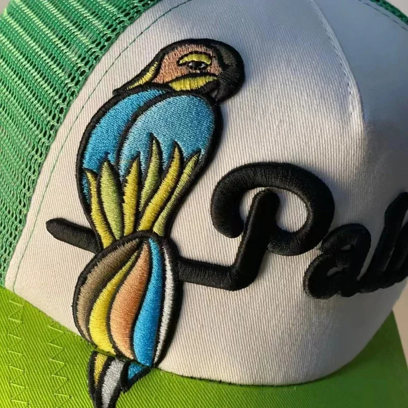 2024 Summer New High Quality Colorful Parrot Bear Palm Letter Embroidered Baseball Cap for Men Adjustable Mesh Caps Hip Hop Hat