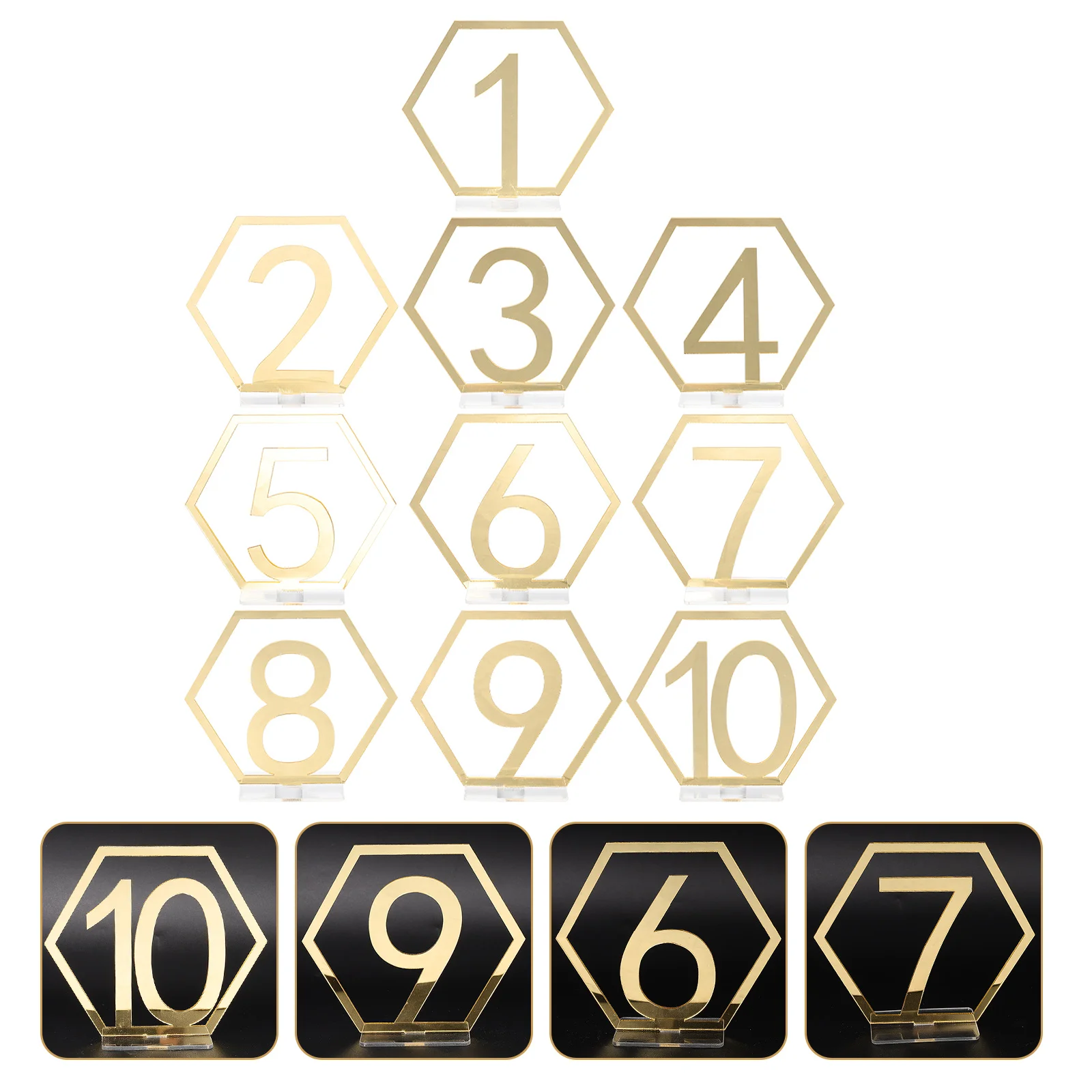 

10pcs Table Number Cards Acrylic Wedding Accessory Decor Self Stand Name Holders Smooth Craftsmanship Reusable