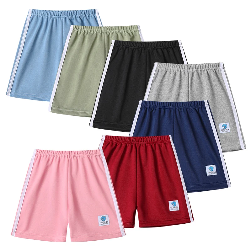 1/4Piece Children's Solid Color Basic Versatile Casual Shorts Boys' Sports Running Elastic Waist Pants Girls' Sweet Beach Shorts