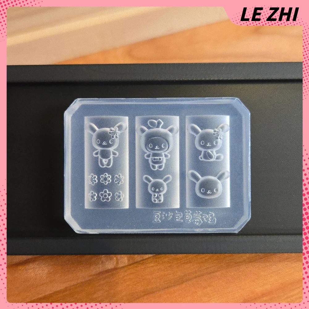 الكرتون لطيف الحيوانات القطط الكلاب أرنب سيليكون مسمار الفن قالب قالب Kawaii ثلج زهرة Diy تصميم مسمار الفن نحت القالب