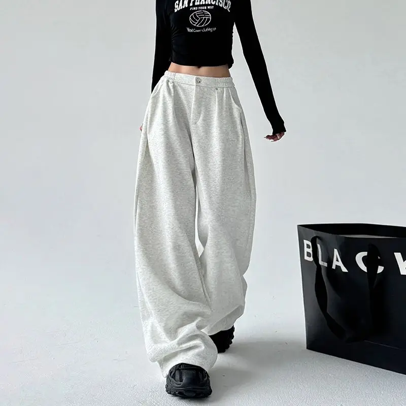 

Wide-Leg Pants Women 2024 Autumn Winter New Style Lazy Relaxed Pants Loose Sports Long Casual Pants