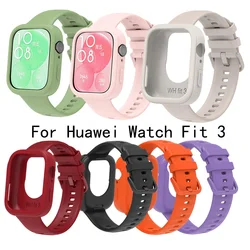 Watchband For Huawei Watch Fit 3 Strap SmartWatch Wristbands Bracelet For Huawei Fit 3 Band Silicone band With Case Accessories