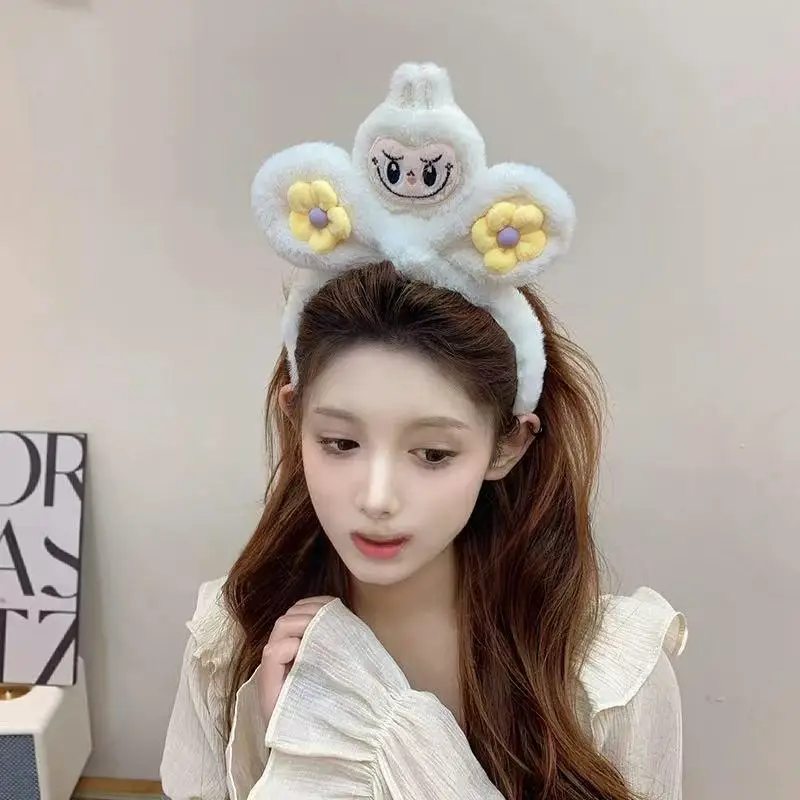 New Cute Kawaii Labubu Rabbit Ears Hair Hoop Face Wash Home Going Out Sweet Hair Clip Hair Accessories Girl Festival Gift Toy