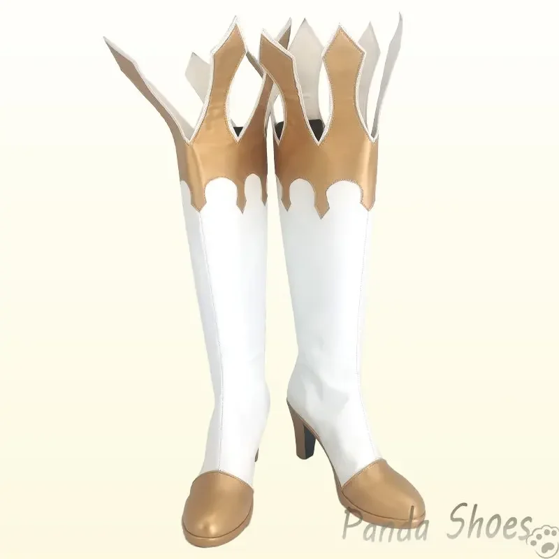 Genshinimpact Paimon Cosplay Chaussures, Comic Anime Game Cos, Long Boots, Paimon Cosplay Costume Prop Shoes for Halloween Party