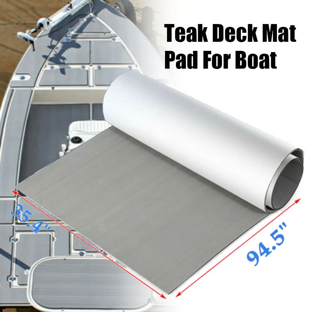 Gray EVA Foam Decking Yacht Self-Adhesive Pad W/O Stripes Synthetic Boat Flooring Teak Sheet Marine Synthetic Pad 35.4*94.5Inch