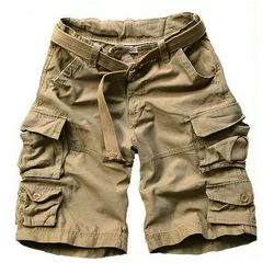 2024 Summer Bermudas Shorts Men with Belts Casual Knee-length Mens Cargo Short Trousers Multi-pocket Outdoor Sports Hombre