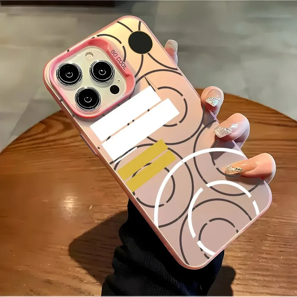 حافظة هاتف بتصميم دائري لهاتف آيفون 16 15 14 13 12 11 Pro/ Max/Plus غطاء خلفي مقاوم للصدمات ومضاد لبصمات الأصابع