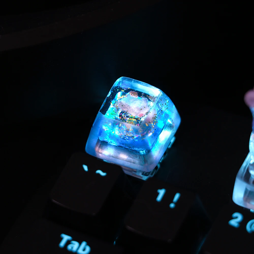 4 PCS Starry Sky Night Sunrise Cloud Handmade Keycaps Artisan Resin Mechanical Backlit Keyboard Custom Keycap For Anne Pro2 GK64