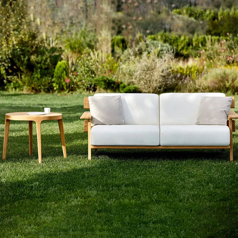 Balcony Terrace Outdoor Waterproof Sunscreen Solid Wood Garden Sofa Furniture Combination