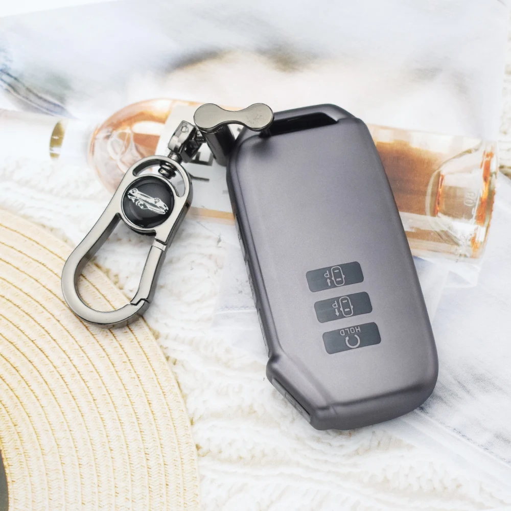 7 Buttons Soft Gunmetal TPU Car Key Case Cover for Kia Ev6 Seltos K5 Sorento Mq4 Car Key Protective Holder Keyring Accessories