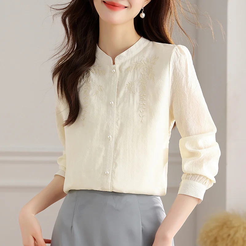 Chemises à manches longues en Satin pour femmes, coupe cintrée, boutonnée, col rabattu, féminin, doux, Preppy, jeune, coréen, tenue quotidienne décontractée