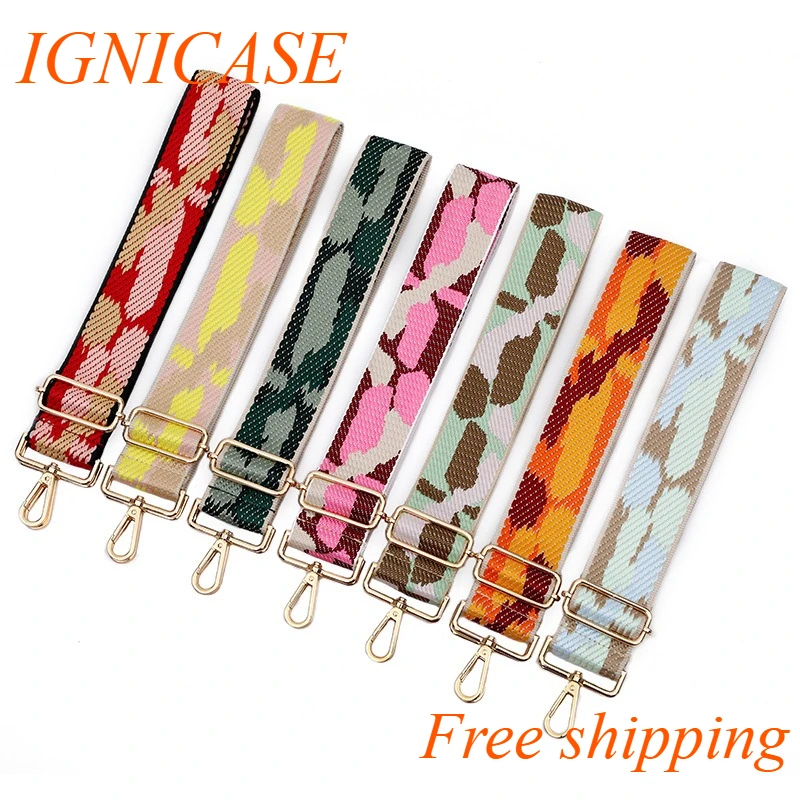 

IGNICASE Wide Fashion Camouflage Bag Strap Accessories Single Shoulder Oblique Span Adjustable Replacement Long Shoulder Strap