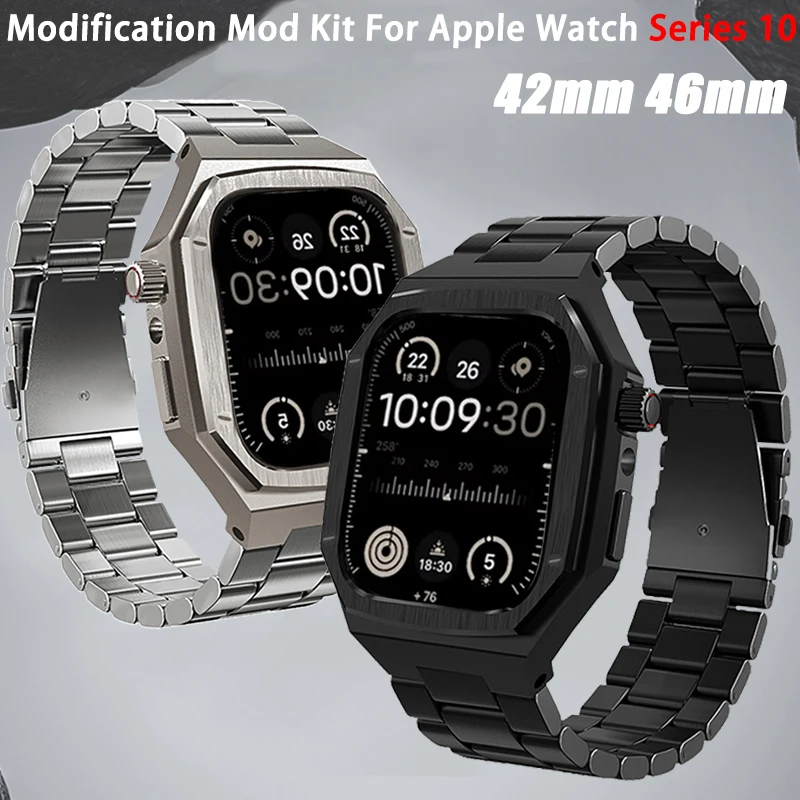 Luxury Modification Mod Kit For Apple Watch Band 42mm 46mm stainless steel Strap For iwatch Series 10 Metal Frame Accessories