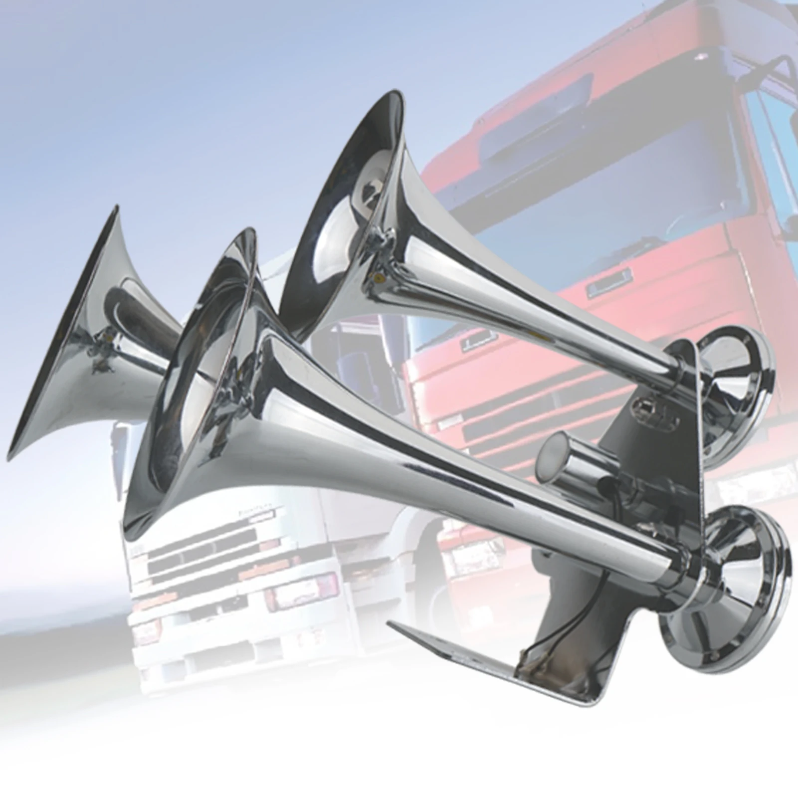 3 أنبوب كبير شاحنة الهواء القرن سوبر بصوت عال الثقيلة باس 12V24V قطار صافرة شاحنة كبيرة عجلة السفينة الهواء القرن