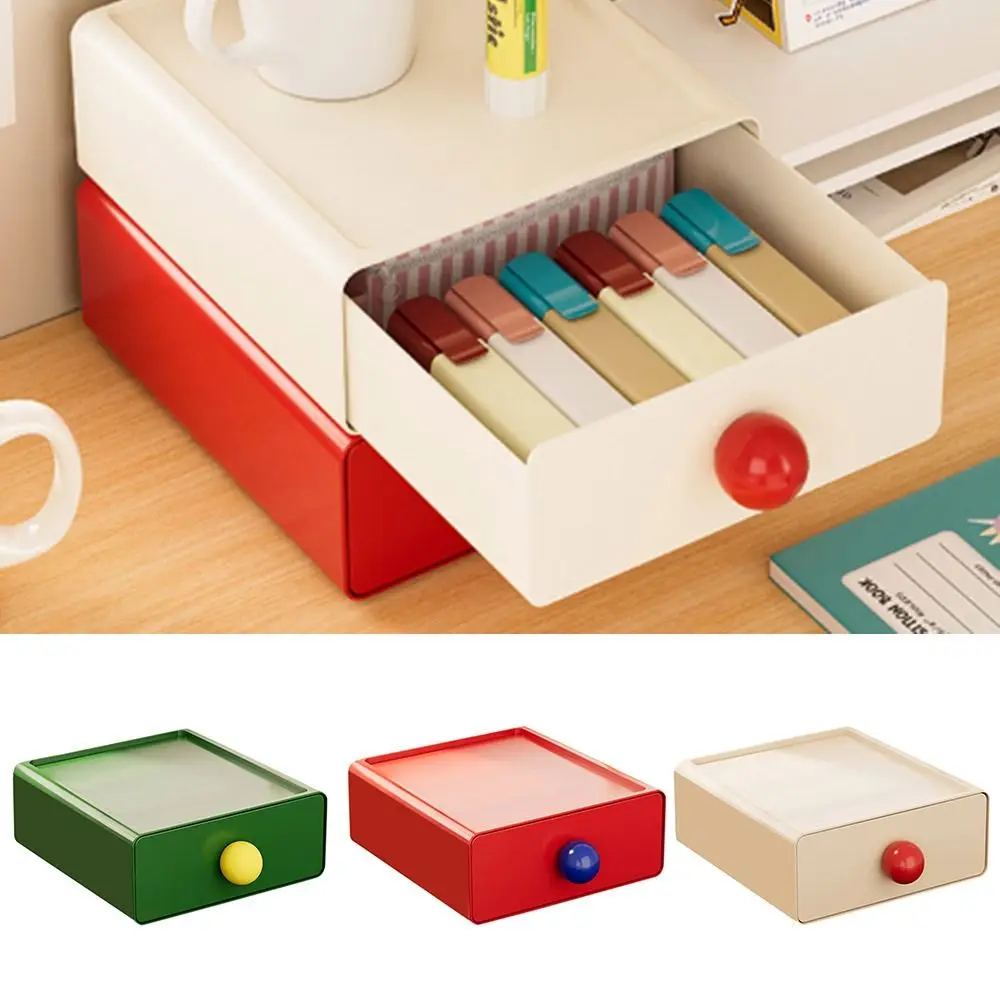 Large Capacity Desk Organizer Box Stackable Dopamine Stationery Storage Rack Dust-proof Cosmetics Storage Box Home Office