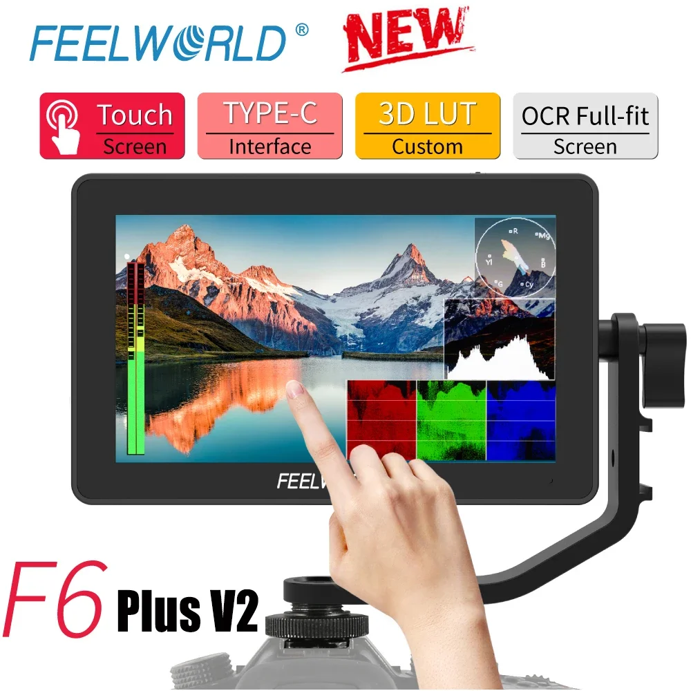 FEELWORLD F6 PLUS V2 6-дюймовая камера DSLR Полевой монитор 3D LUT Сенсорный экран IPS FHD 1920x1080 Поддержка видеофокуса 4K HDMI