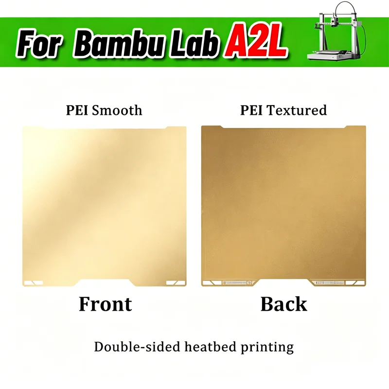 Bambu Lab A2L PEI Build Plate 335x326mm Double Sided Good Adhesion PEI Spring Steel Sheet Textured/Smooth Magnetic Platfrom