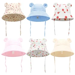 Muslin Baby Sun Hat Cartoon Print Kids Cap for Girls Boys 100% Cotton Toddler Summer Hats Children Panama Baby Cap 1-3Y