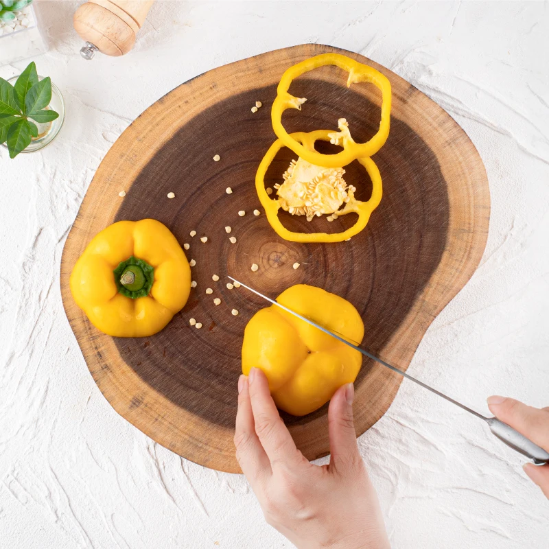 Exquisite Acacia Wood Round Cutting Board - Reversible, Non-Splicing, Charcuterie Cheese Board, Dessert Plate, Steak Tray