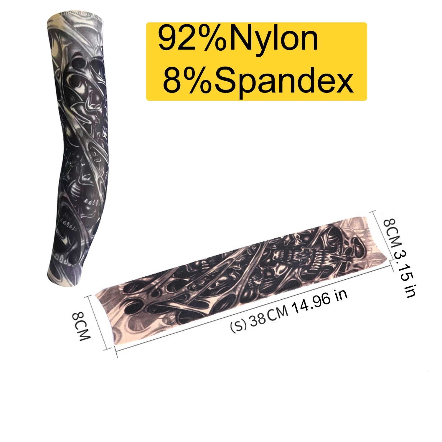 8 قطعة أكمام الوشم الرجال النساء الصيف مكافحة حروق الشمس القضبان مرونة في الهواء الطلق غطاء للذراع ملهى ليلي الدراجات جولف الوشم كم