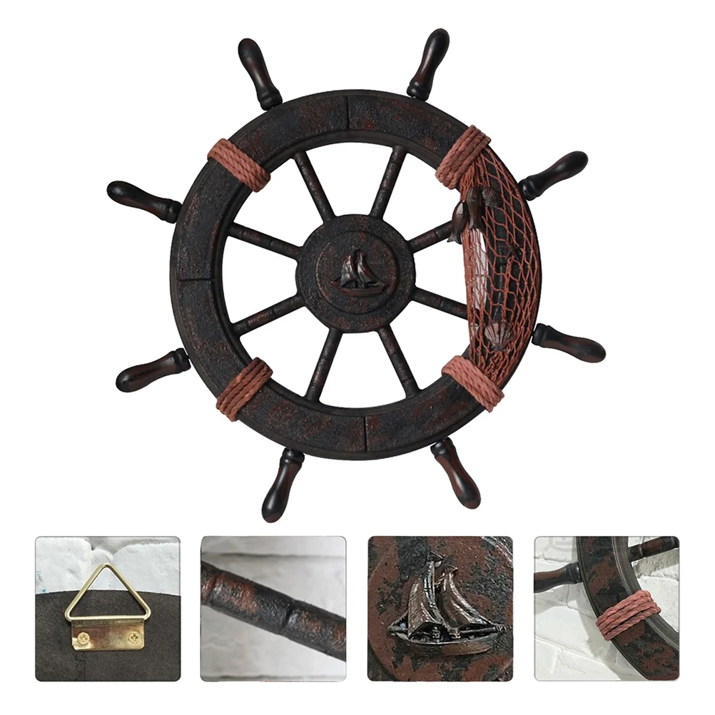 

Wooden Ship Wheel Decoration Home Nautical Beach Wheel Woodsy Decor Home Decor Rudder Metal Nautical Wall Hanging