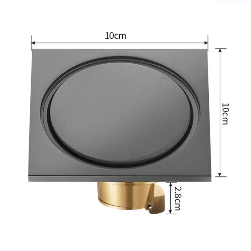 Anti-odor Bathtub Shower Drainer Floor Chuveiro Salle De Bain Bathroom Accessories 10cm Square Gray Floor Drain Waste Drain