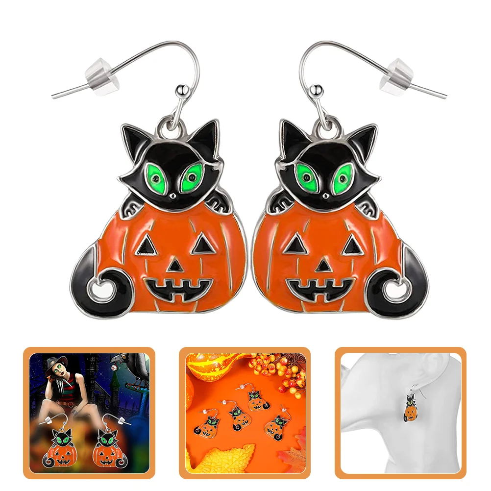 Металлические серьги-гвоздики с тыквой на Хэллоуин, украшения для кошек, 3X25 см, висячие