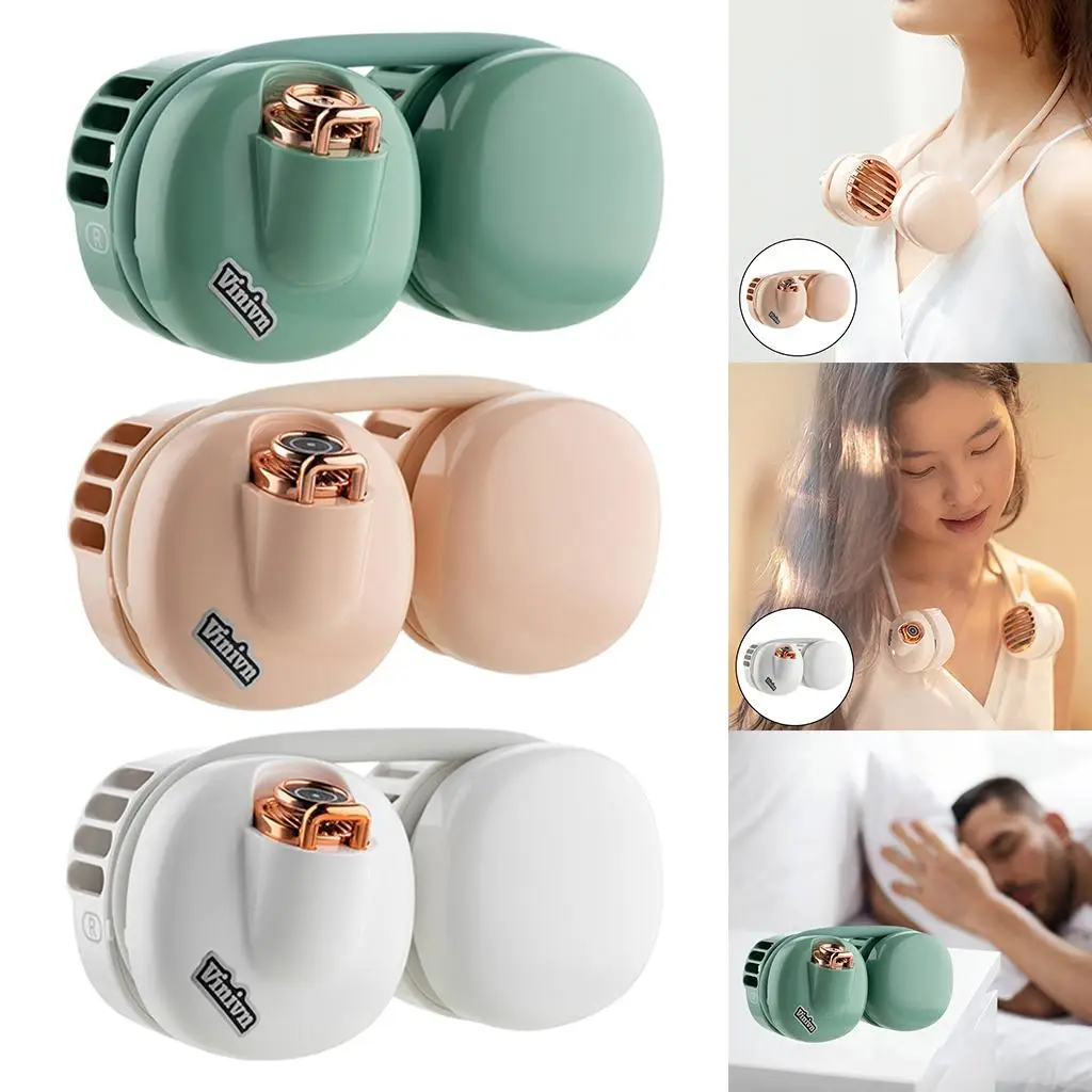 Portable Hands , Lazy Neckband Fan USB Rechargeable Hanging Personal Fan Speeds Silent, Mini Necklace Fan for Home