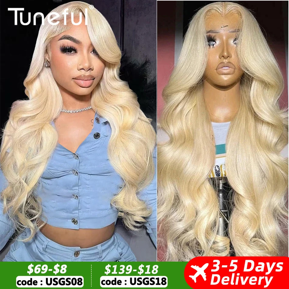 13x6 HD Transparent 613 Blonde Lace Frontal Human Hair Wigs Body Wave Lace Wigs Tuneful 613 Blonde Lace Front Human Hair Wigs